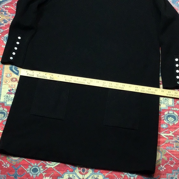 🤍New Orleans Knitwear Black Cotton Knit Long Sleeve Pearl Button Cuffs - Picture 6 of 7